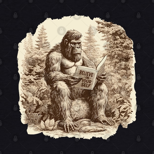 Bigfoot - Believe in Yourself Motivational Book Lover by Graphic Duster